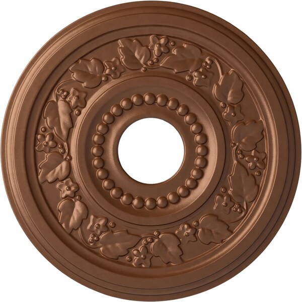 Ekena Millwork Genevieve Ceiling Medallion (Canopies up to 3 1/2"), 16 1/8"OD x 3 1/2"ID x 7/8"P, Polished Copper CM16GNPOS - main